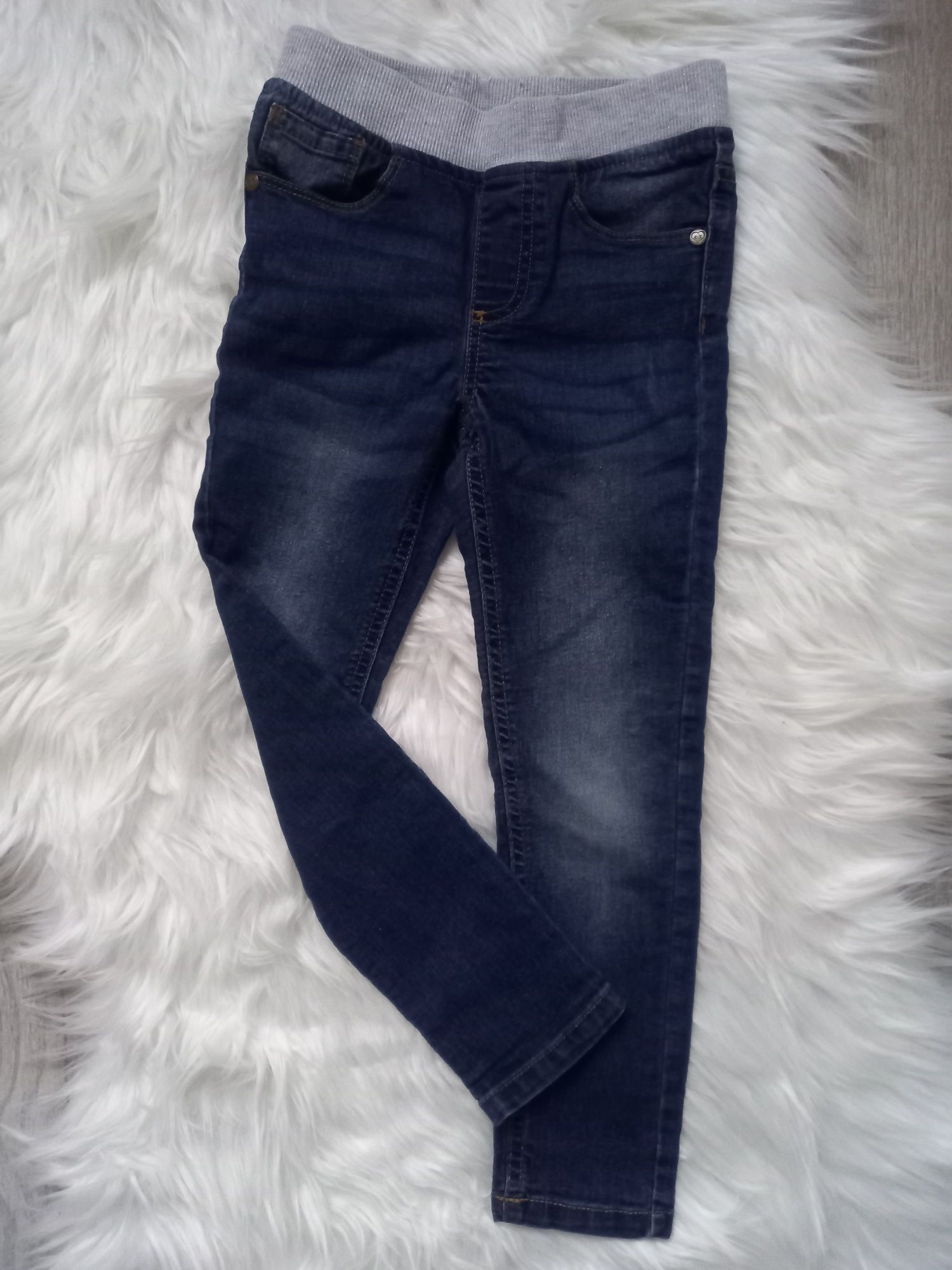 Spodnie jeans 116 cm Girl srebrny pasek