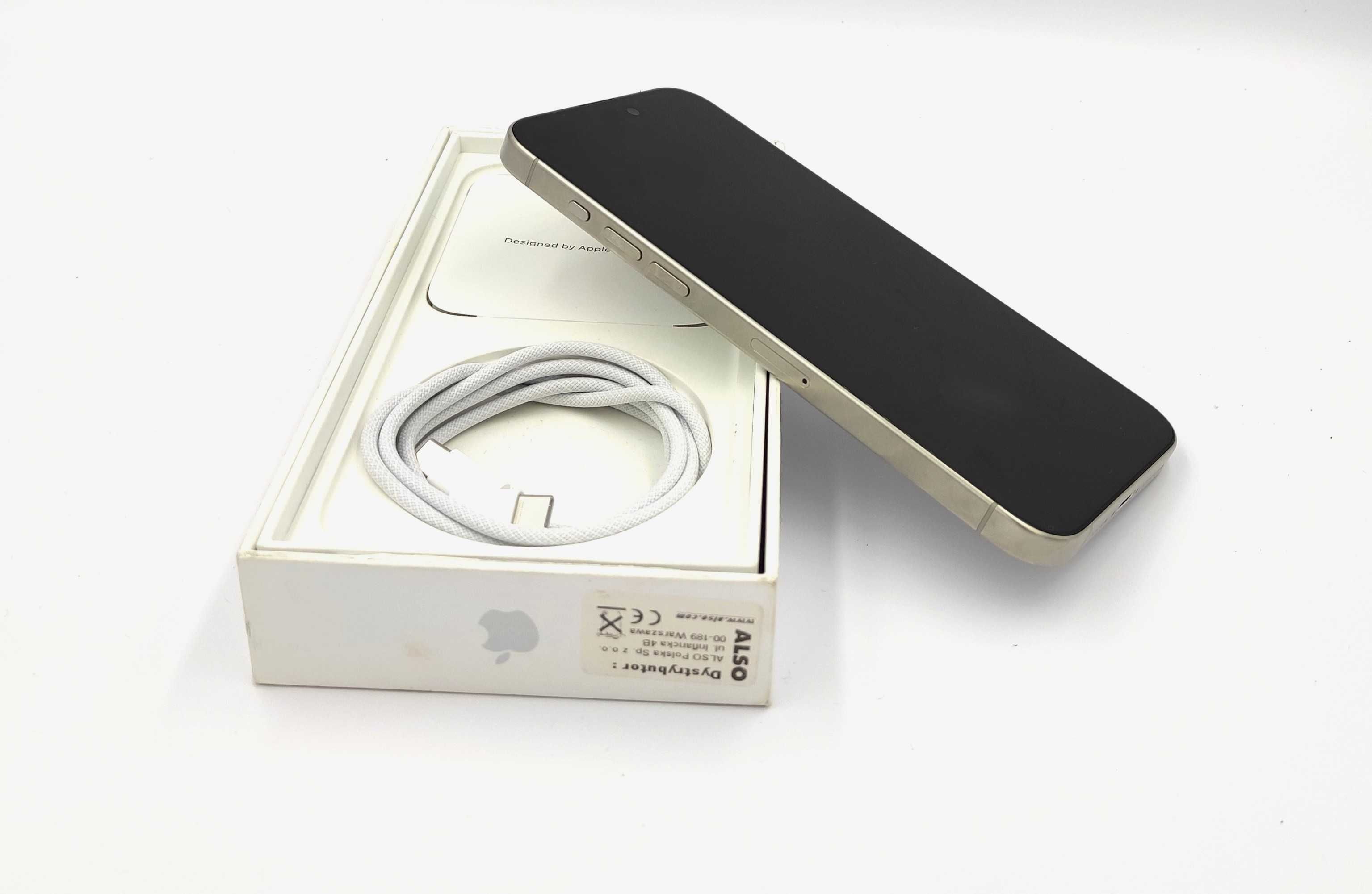Apple iPhone 15 Pro Max 256GB / Biały / Stan bdb / Oryginalne pudełko