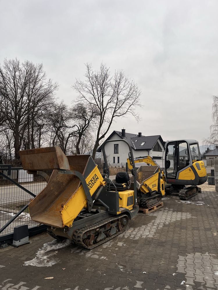 Wozidło budowlane 1,5 tony gąsienicowe z łyżką wypożyczalnia wynajem