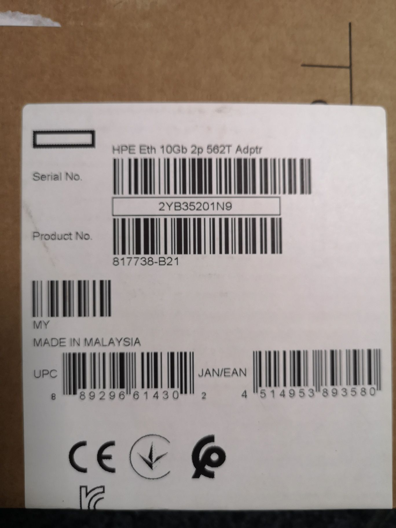 HPE Ethernet 10Gb 2p 562 adapter