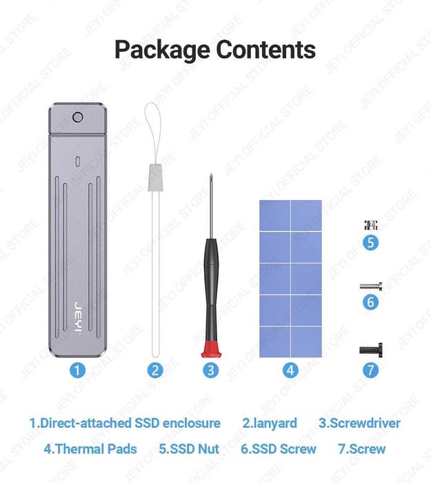 Внешний адаптер карман корпус JEYI USB-A 3.2 Gen 2 для M.2 NVMe 2280