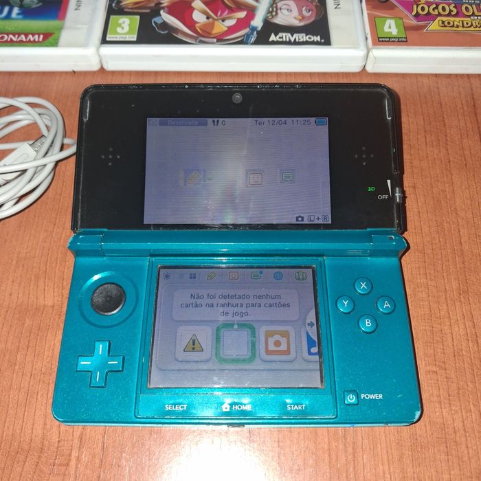 Nintendo 3DS Azul + 3 Jogos Originais + Carregador