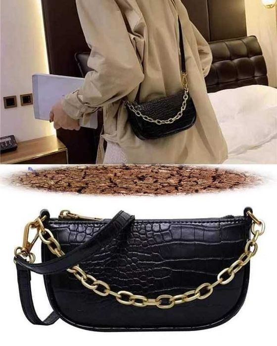 Torebka łańcuch czarna. OT0004