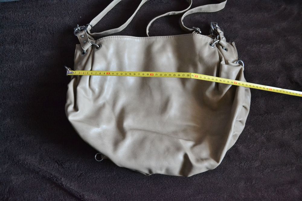 Torebka torba bag worek beżowa pojemna A4