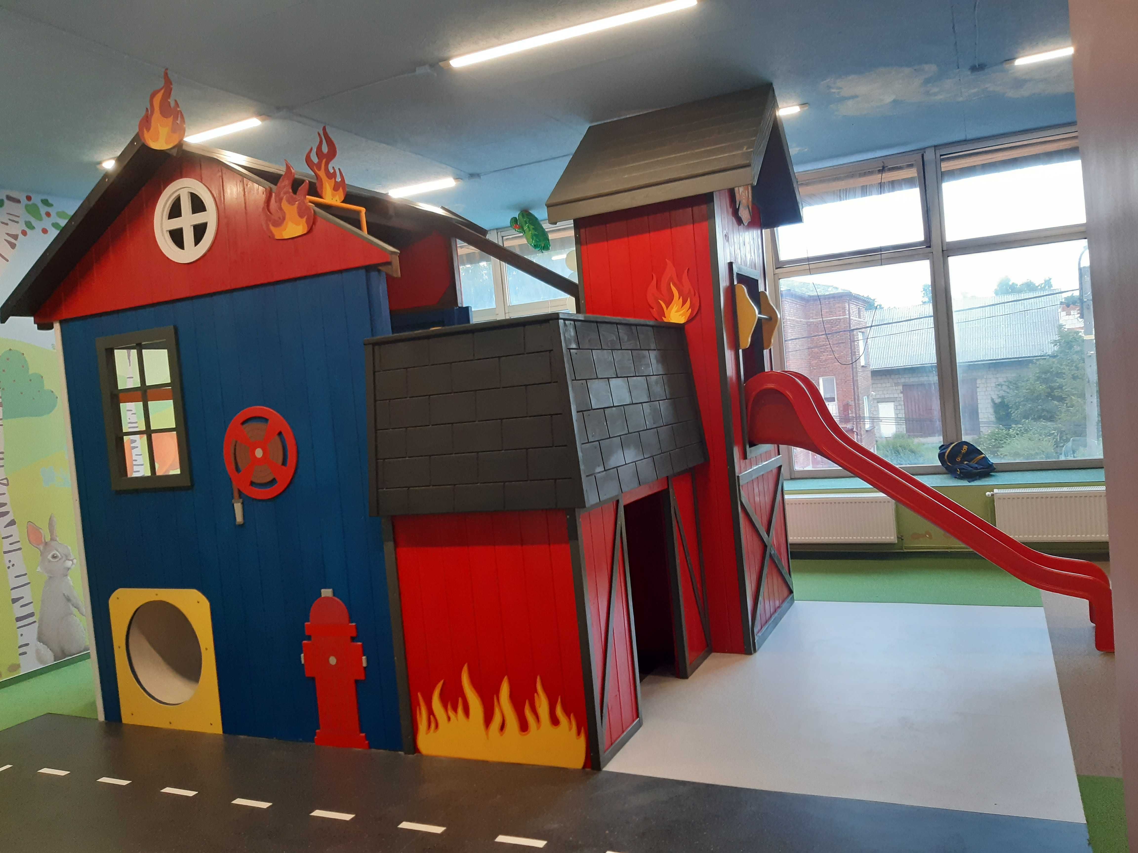 Drewniany Plac zabaw dla dzieci PZ15! REMIZA STRAŻACKA wóz strażacki