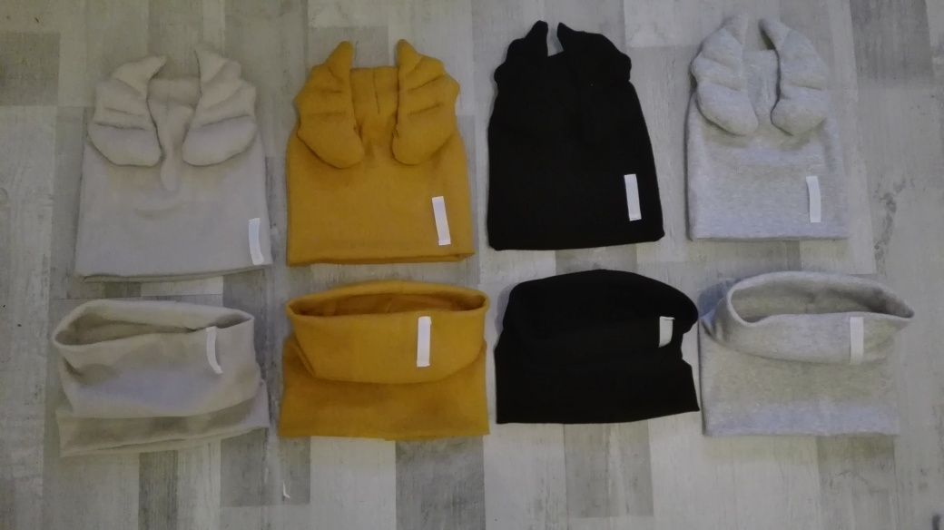 Komplet czapka komin skrzydła pompon