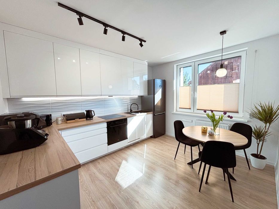 nowoczesne 2 pokoje z dużą kuchnią, ogródek, piwnica, komórka