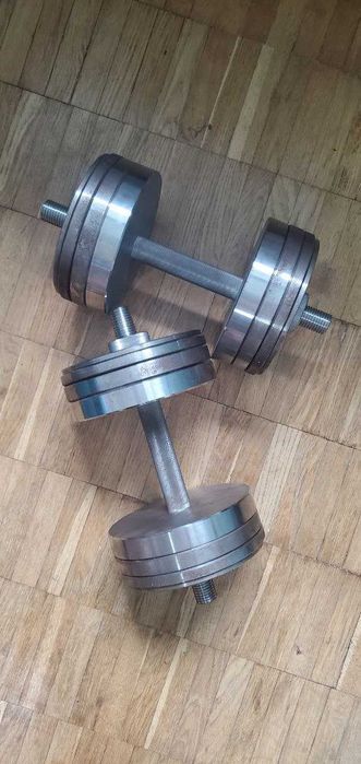 Cталеві гантелі 2x22 кг з металевим грифом і дисками розбірні