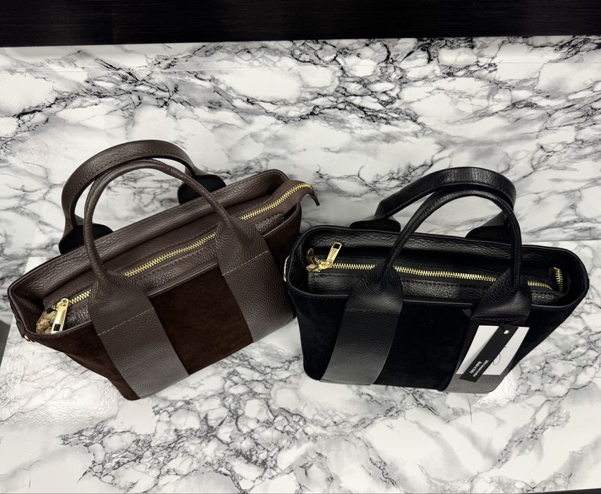 Сумка замшева чорна бежева Замшевая сумка бежевая тауп черная Италия