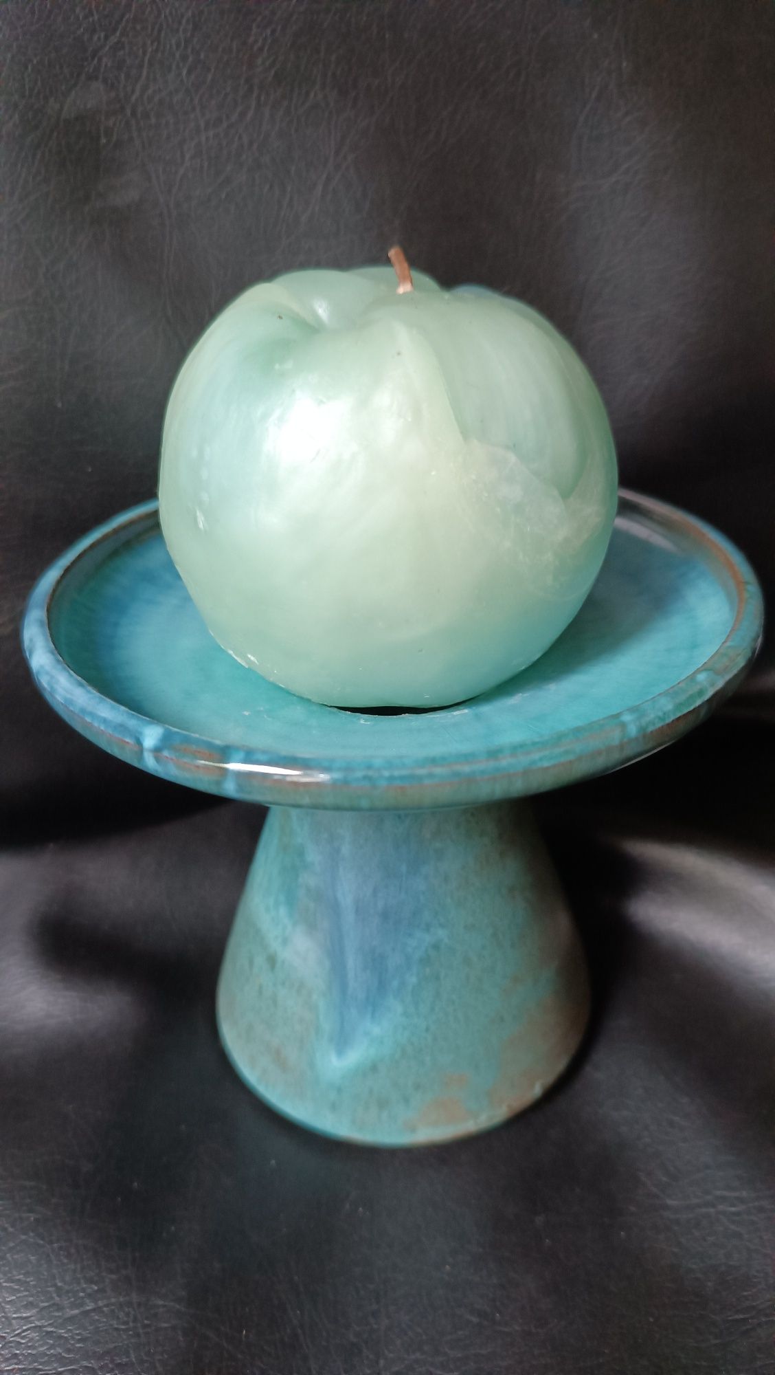 Ceramiczny, ręcznie robiony świecznik