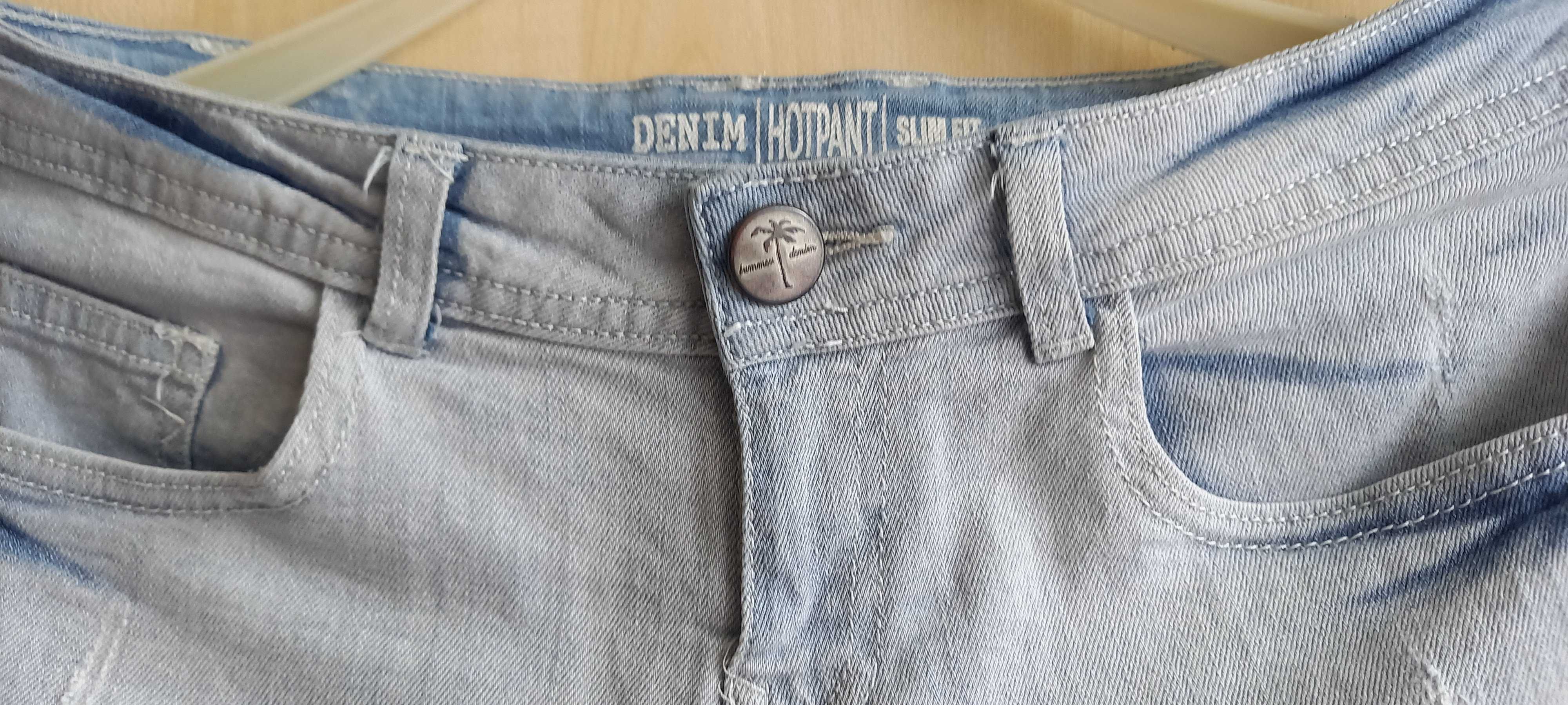 krótkie spodenki  jeansy  damskie M L   koronka
