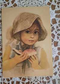 Pocztówka Dziewczynka z arbuzem MUSZYŃSKA -ZAMORSKA