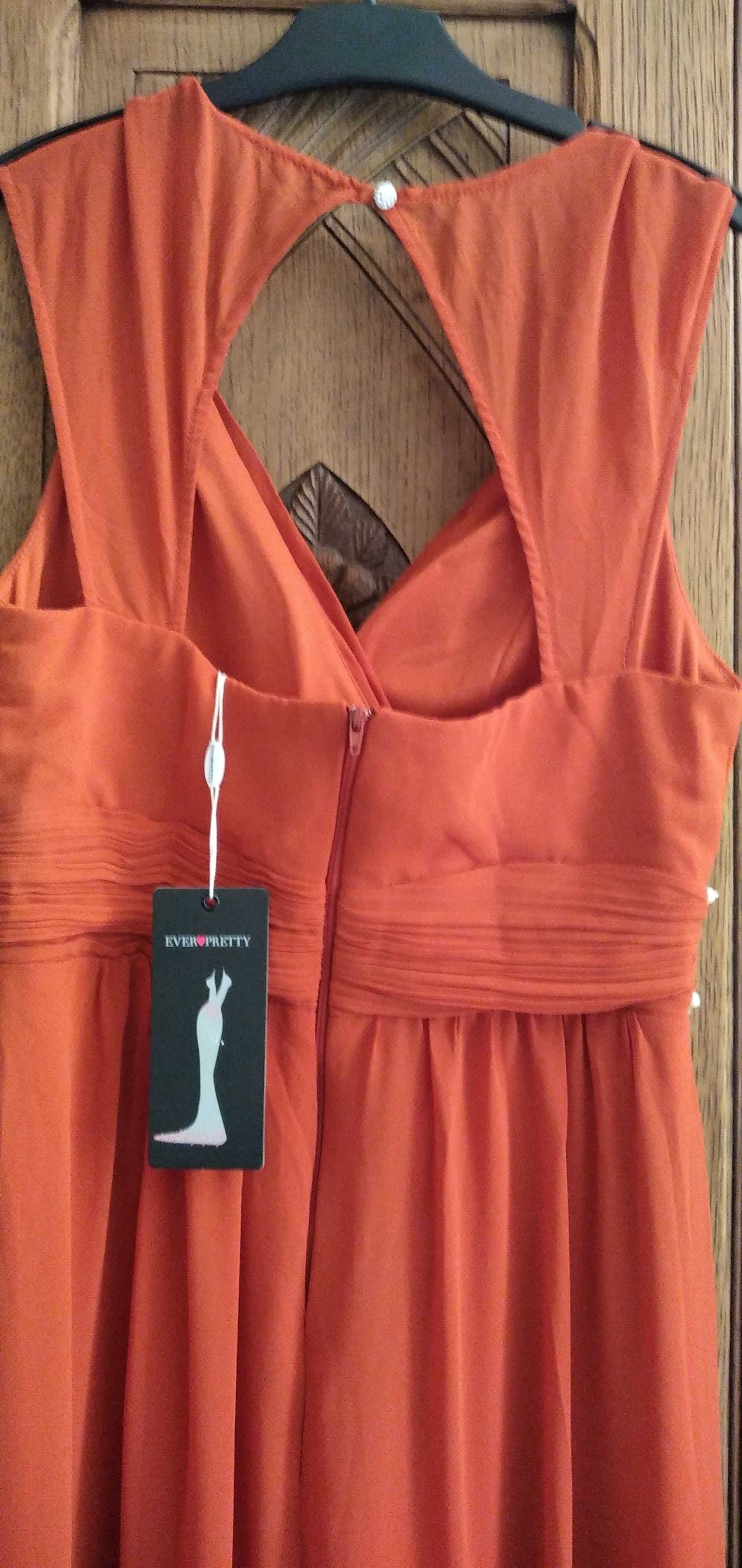 Sukienka miedziano-pomarańczowa L