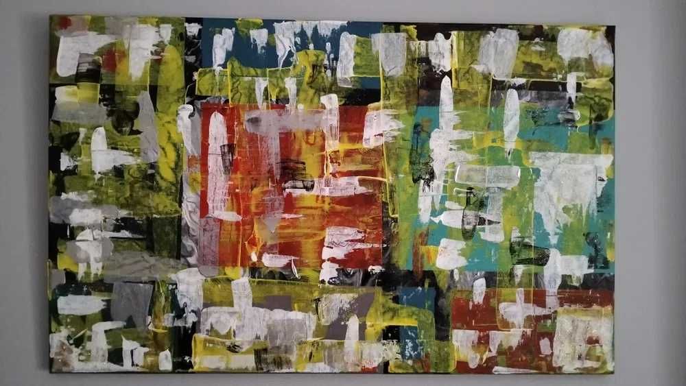 Tela abstracta pintada a acrílico 80x50cm, Nova