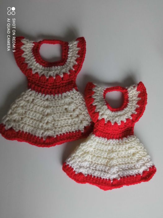 Rękawice kuchenne, łapki - sukienki do gorących garnków rękodzieło