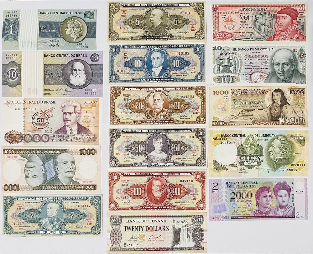 Банкноты мира Южная Америка, Европа, Азия, Африка