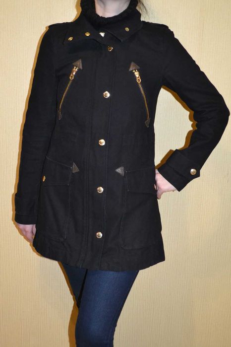 Черное джинсовое пальто на змейке парка фрак  Juicy Couture