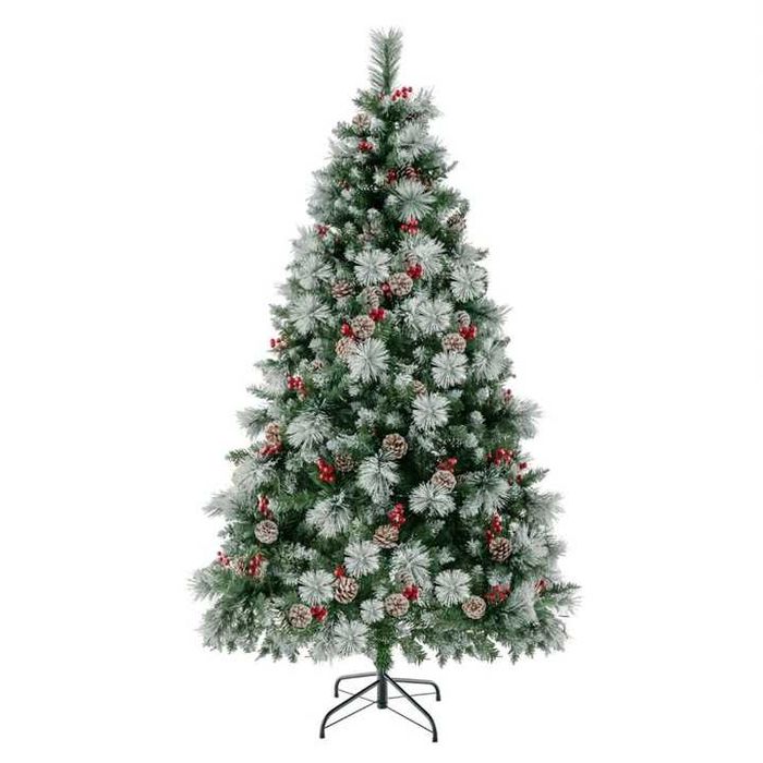 Nowa Sztuczna Choinka 180cm LED z Szyszkami i Czerwonymi Jagodami