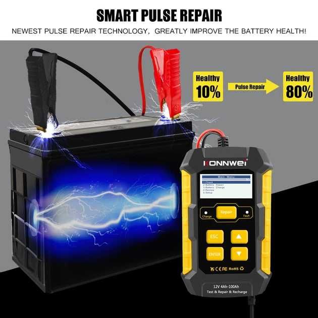 Зарядное устройство + тестер АКБ + десульфататор 3-в-1 Konnwei KW510