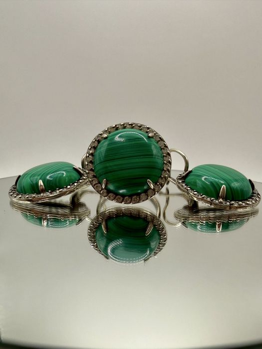 Срібний набір з малахітом 925