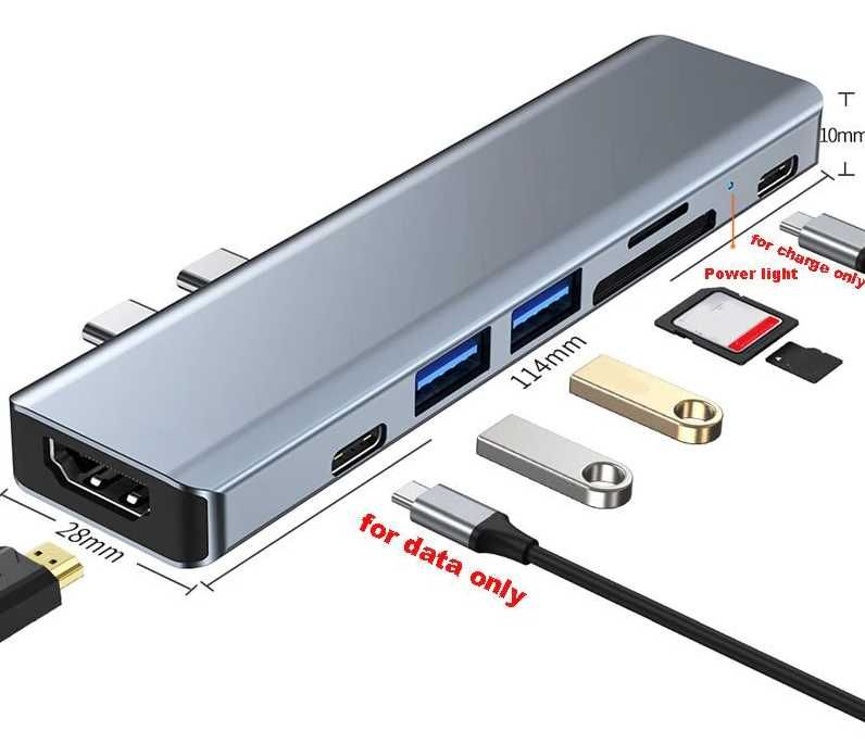 USB хаб для MacBook Док-станция Type C Hub 4K HDMI SD Reader 2018 2020