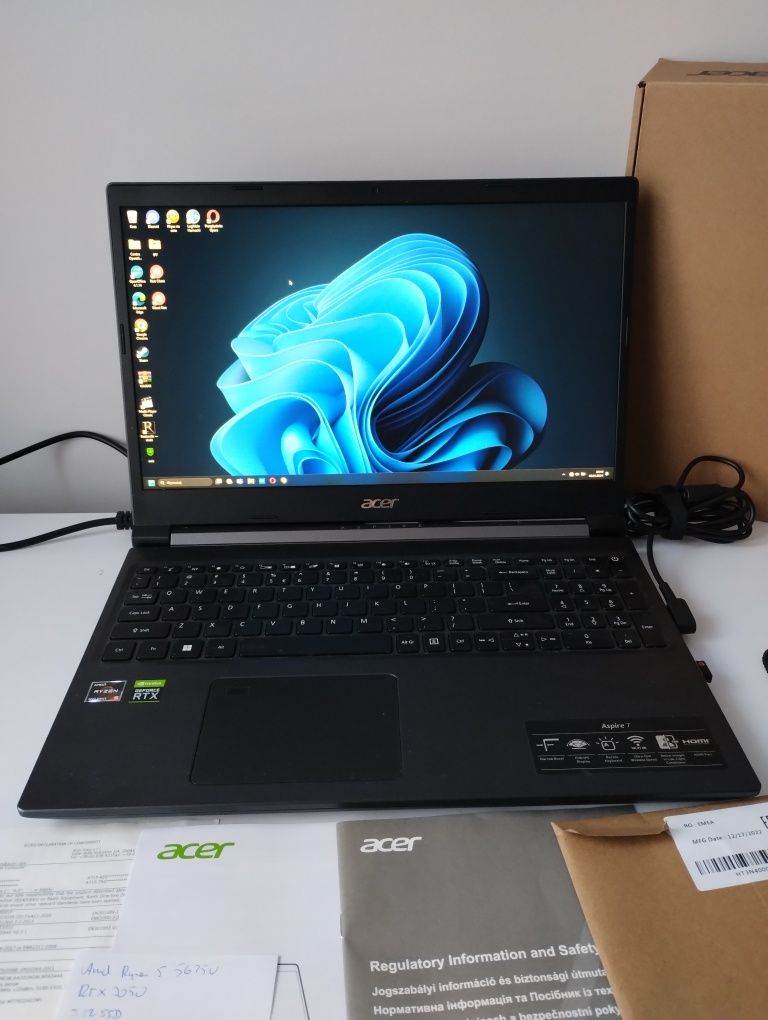 Laptop Acer Aspire 7 / RTX 3050 / 15,6 144 Hz / Windows 11 / GW 17 msc