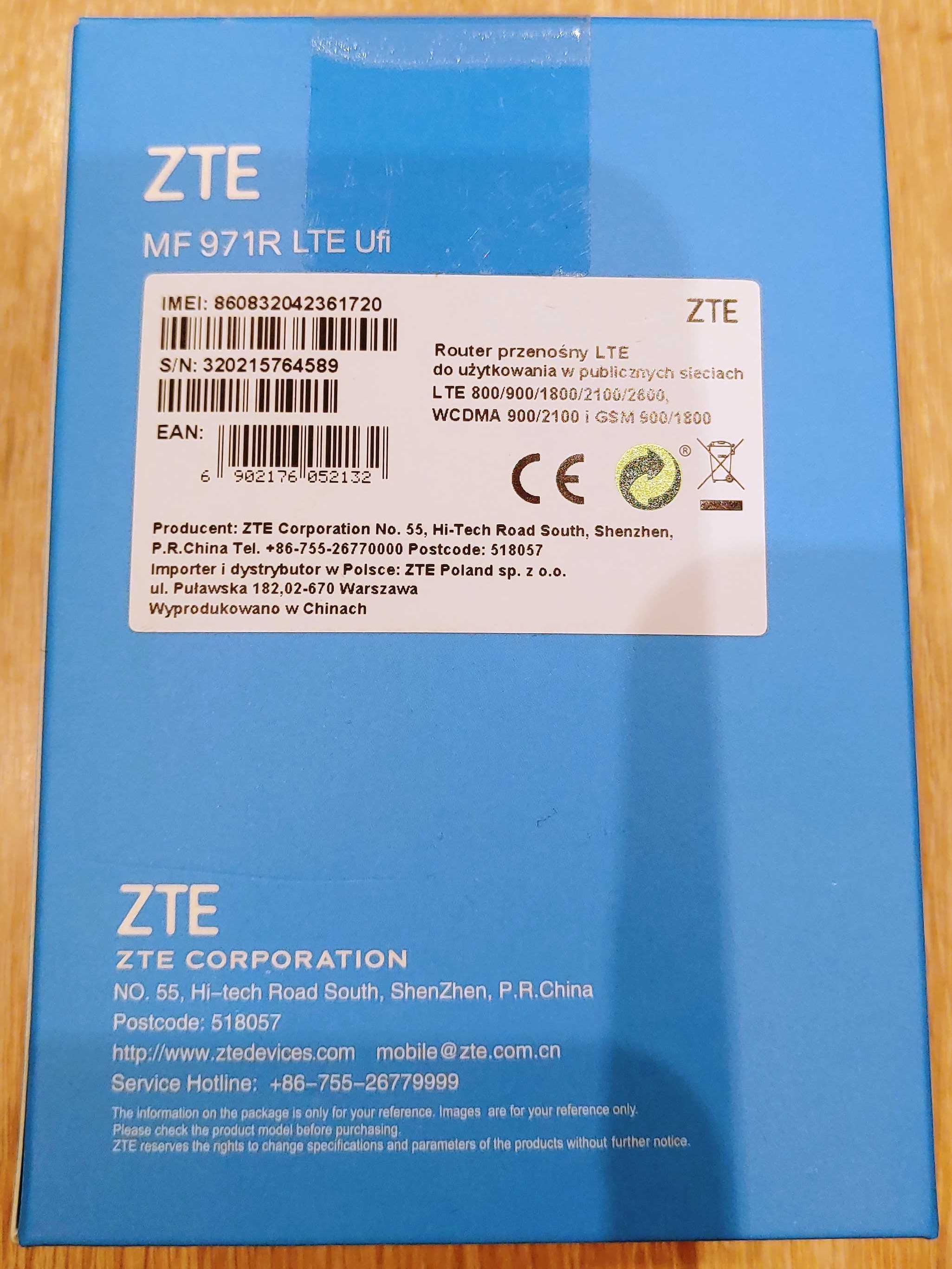 Nowy mobilny router ZTE MF971R czarny bez simlocka