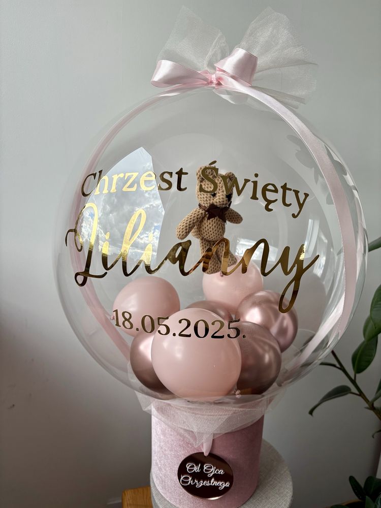 Box z balonem na prezent - chrzest, baby shower, odwietki, niemowlę
