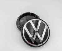 Ковпачки на литі диски VW (Фольксваген) 65 мм Хром NEW лого, Чорні