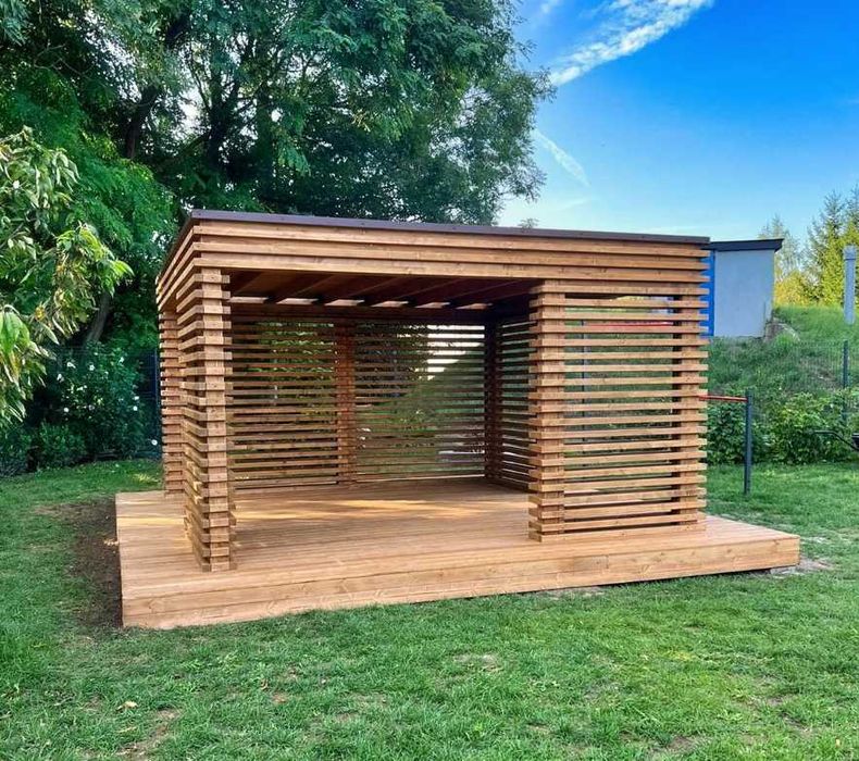 Nowoczesna Altana Ogrodowa 4,5x4,5m Altanka Drewniana Altany Ogrodowe