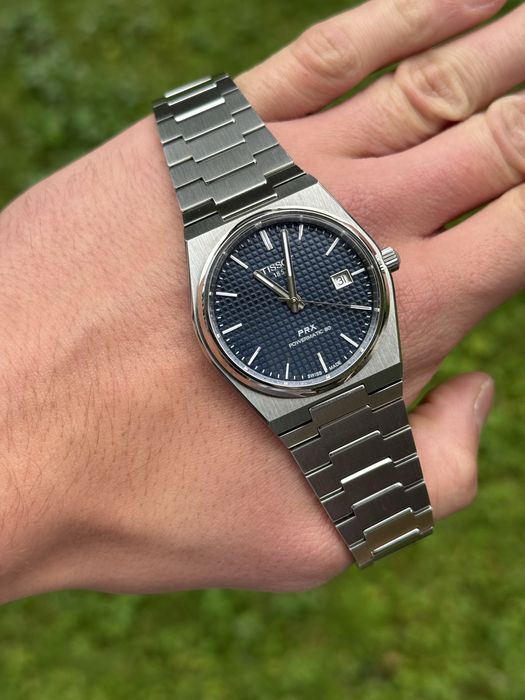 Zegarek Męski Tissot PRX Powermatic - niebieska tarcza.