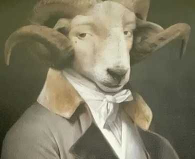 Retrato Aristocrata Vitoriano Impressão Tela tecido Corvo Carneiro