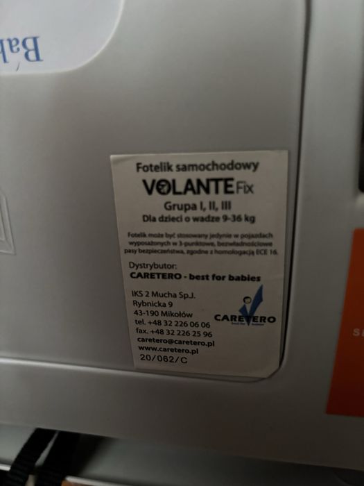 Fotelik dzieciecy CARETERO Volante Fix