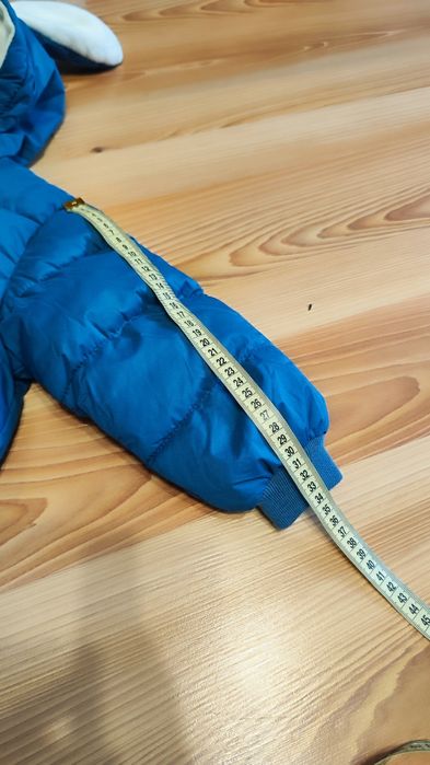 Niebieski bardzo ciepły kombinezon zimowy dla dziecka królik ocieplony