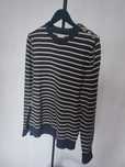 Sweter Selected Homme 38 M grafitowy beżowe paski 50 % wełna guziki