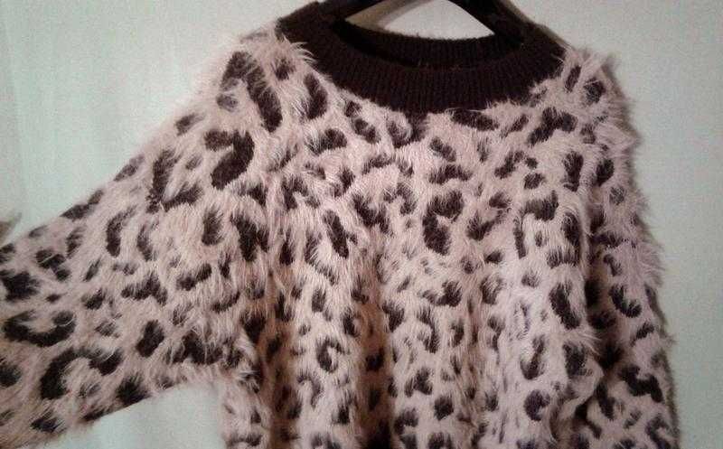 Джемпер пушистый H&M леопардовый принт оверсайз