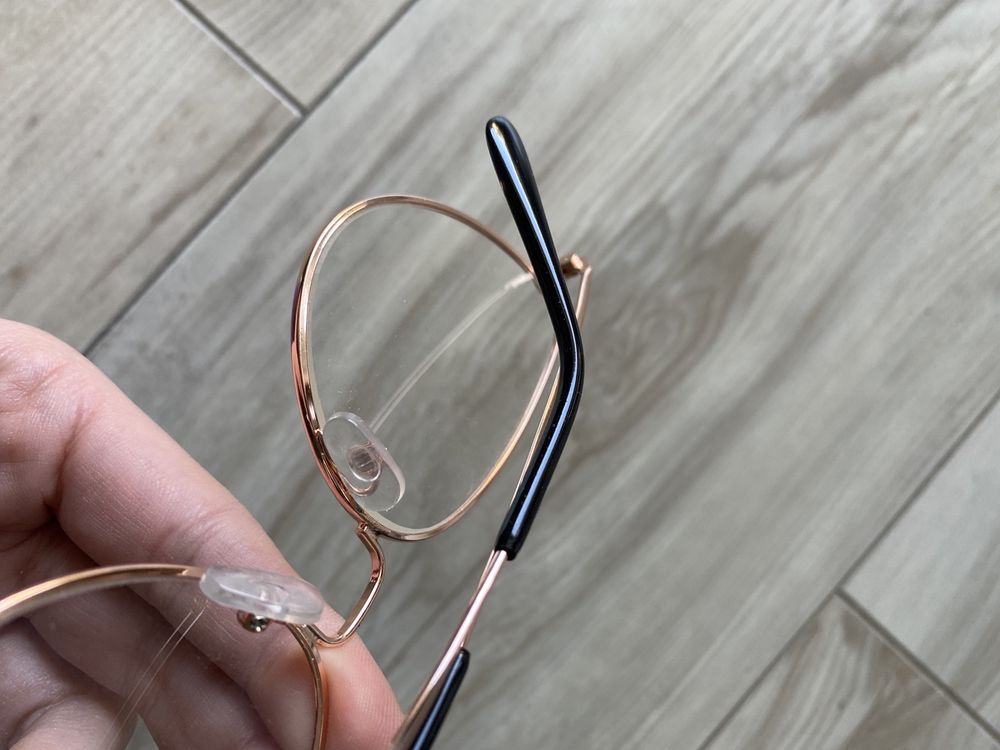 Piękne eleganckie złote okulary zerówki kocie oko cat eye glasses