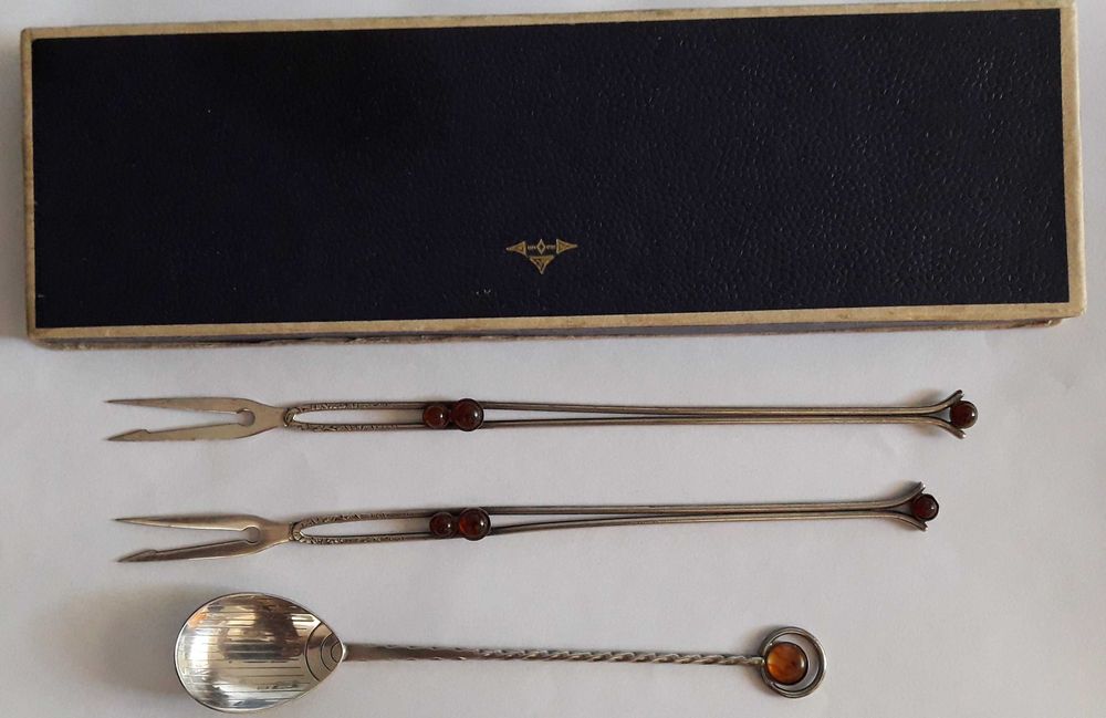 widelczyki i łyżeczka posrebrzane