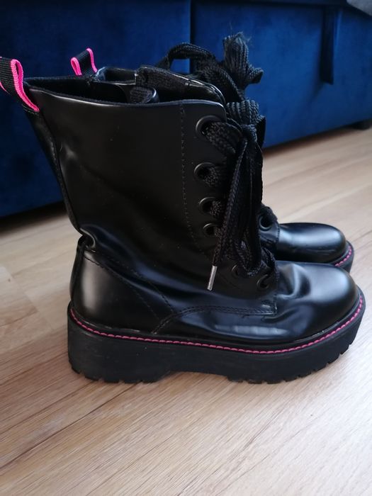 Buty kozaki dziewczęce czarne 36 wkładka 23 cm