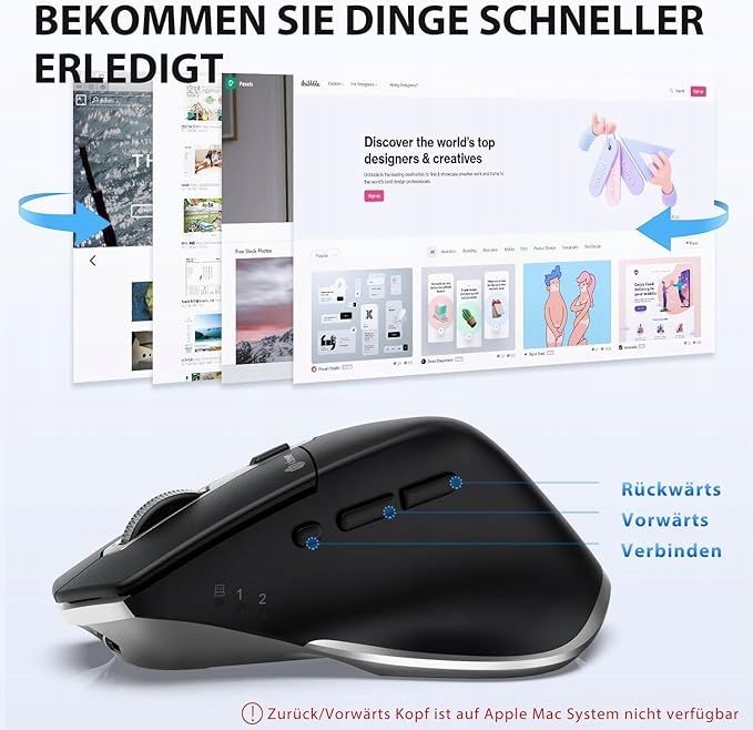 IClever Bezprzewodowa mysz  optyczna Bluetooth Akumulator