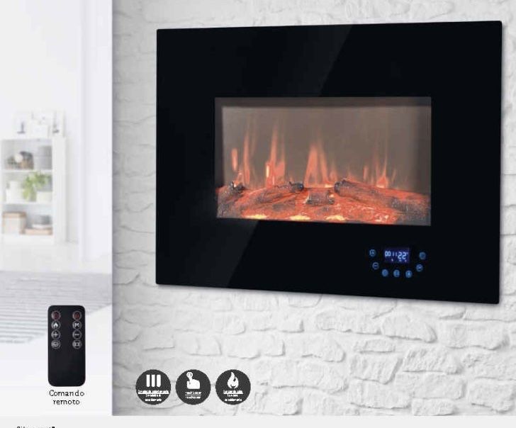 Lareira de parede elétrica