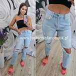 Jasne jeansy Mom Fit z dziurami