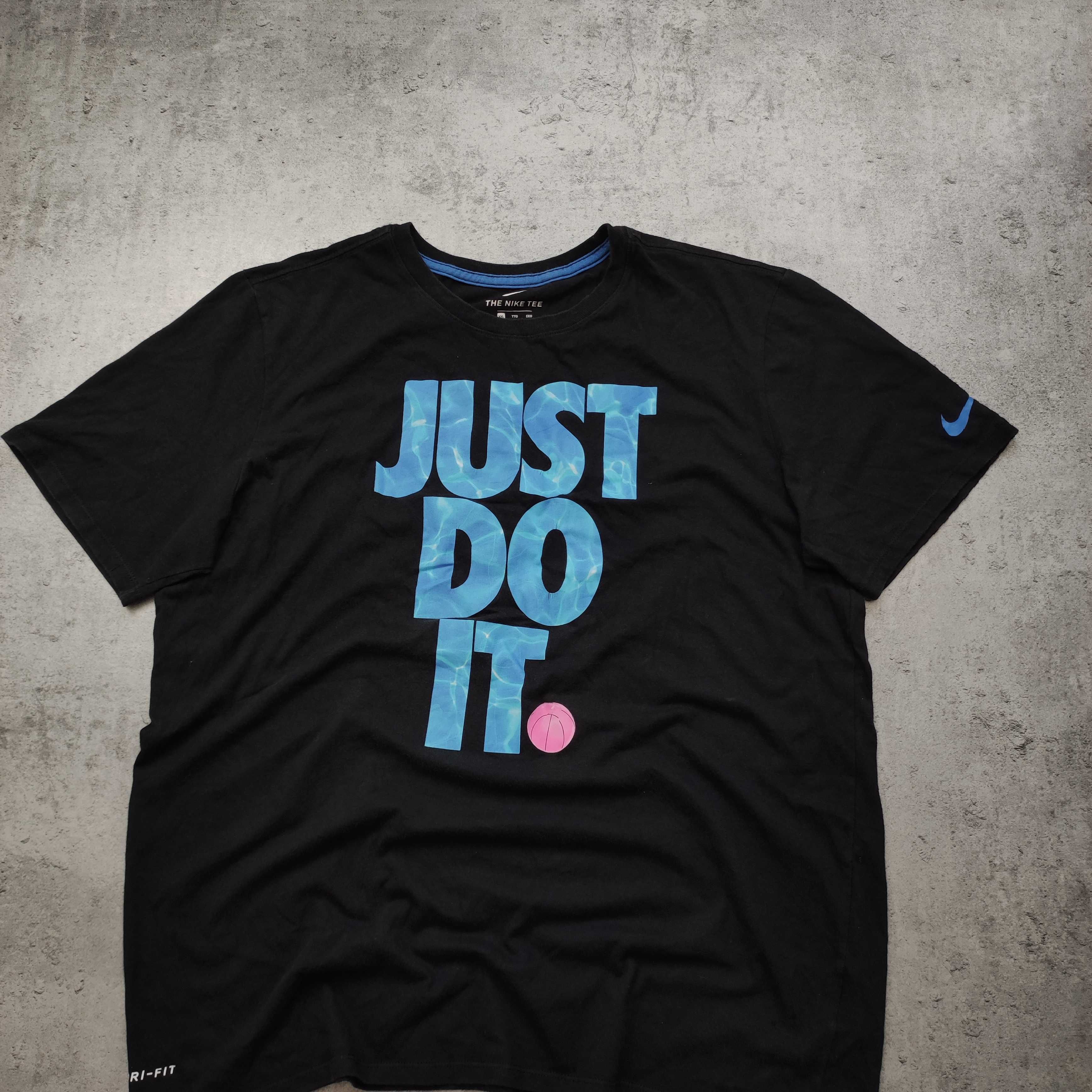 MĘSKA Koszulka Bawełna Czarna Duże Logo Nike JUST Do It Sport Casual