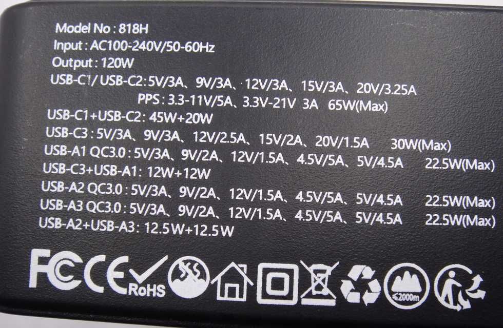 Ładowarka Przenośna 120W 3X USB-C , 3X USC-A  Apple ,Windows ,Android