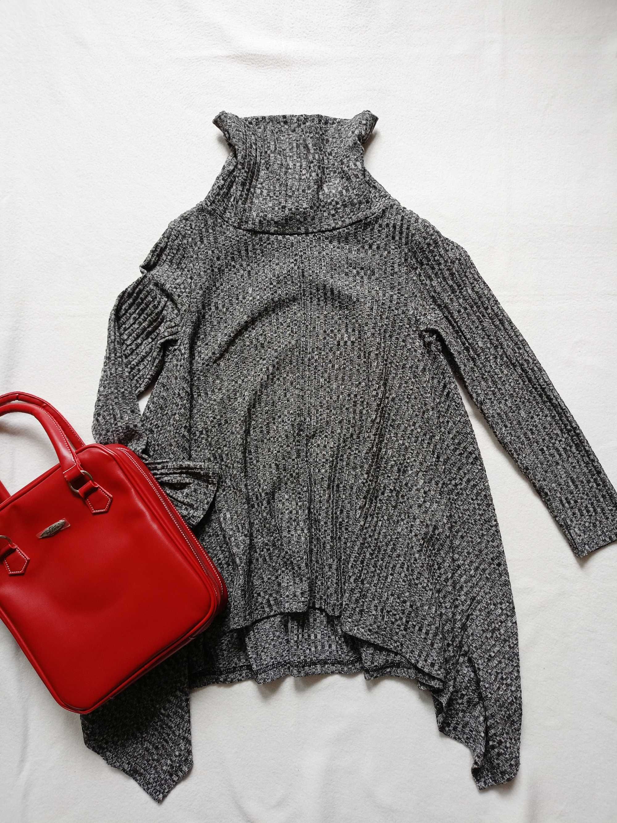 Sweter kardigan golf szary oversize klass rozmiar L