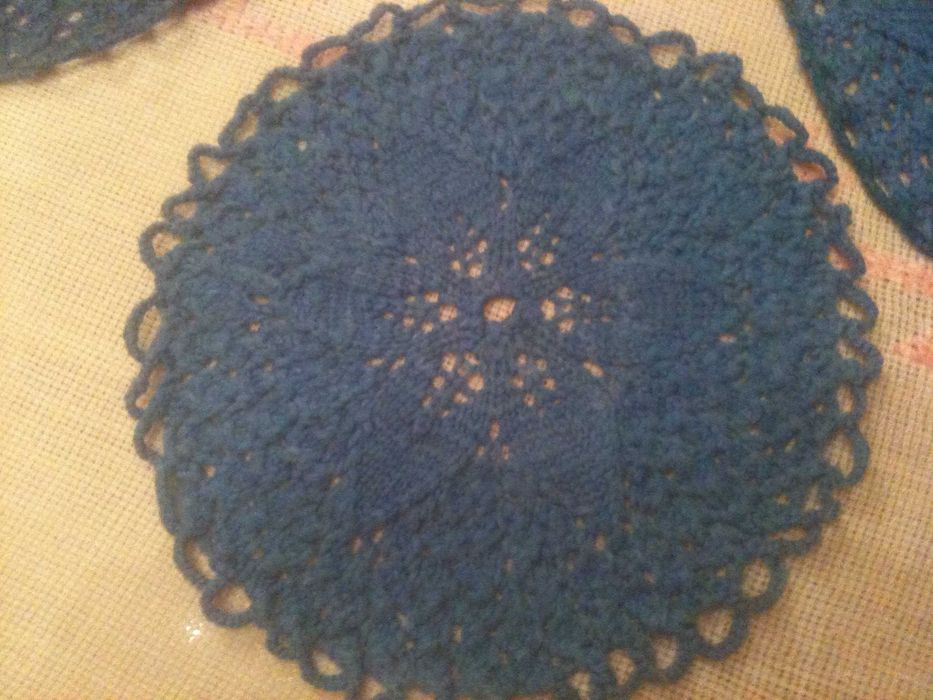 набор подарочный вязанные салфетки 4шт синие