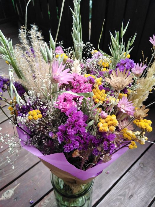 Bukiet, bukiet z suszonych roślin, kompozycja, dekoracja, prezent