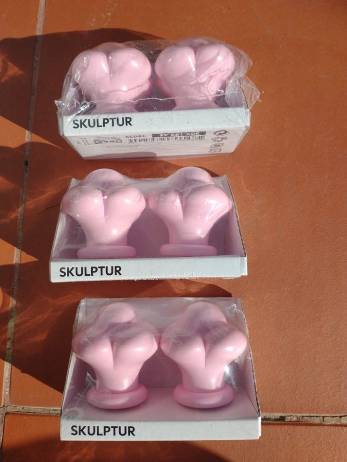 3x Maçaneta/ Puxadores Ikea Rosa SKULPTUR novos