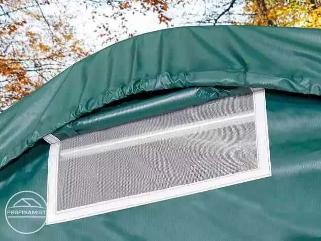 3,3x7,2m Namiot garażowy - 2m brama, PVC, ciemnozielony z statyką