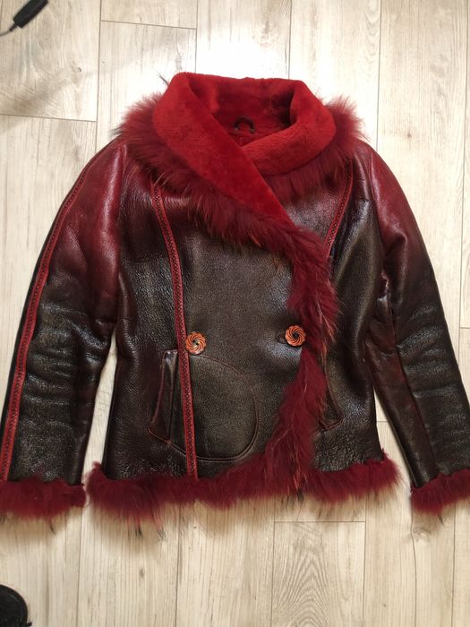 Куртка зимова натуральна червоно-чорна  р.48